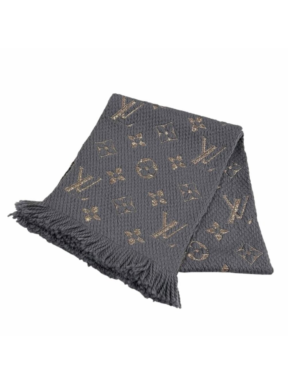 Louis Vuitton Logomania Scarf Shine Wool Silk Blend Glee